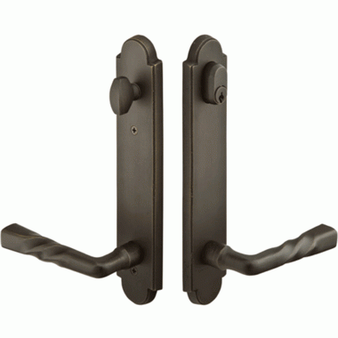 EMTEK Solid Brass Arched Keyed Style Multi Point Lock Trim (Medium Bronze Finish)