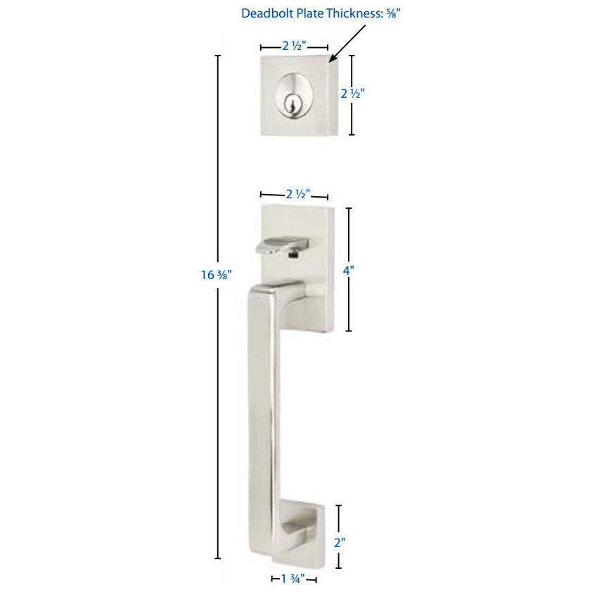 EMTEK Solid Brass Baden Style Entryway Set (Brushed Nickel Finish)