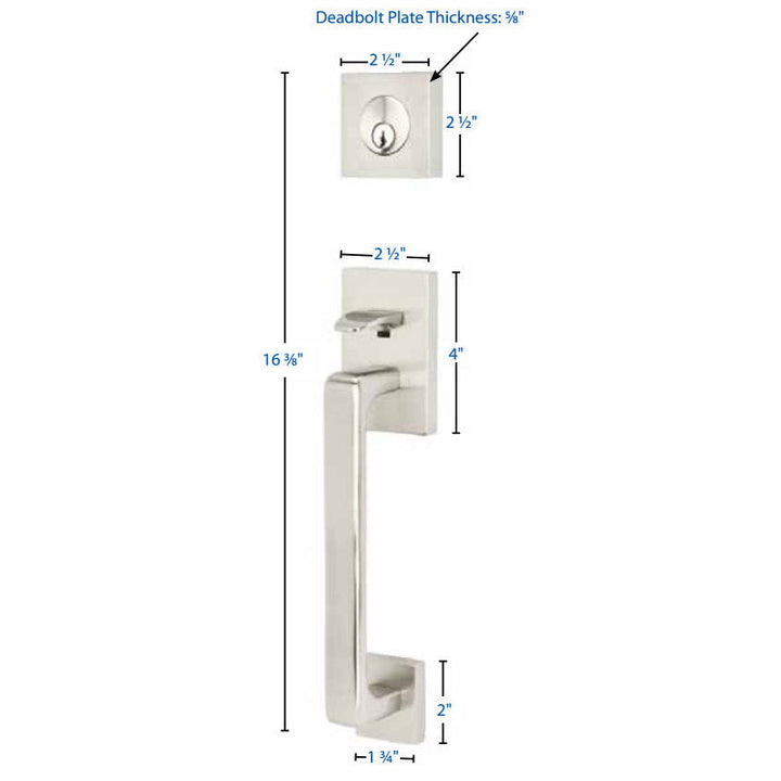 EMTEK Solid Brass Baden Style Entryway Set (Brushed Nickel Finish)