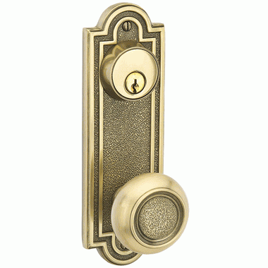 EMTEK Solid Brass Belmont Single Keyed Style Entrway Set (Antique Brass Finish)