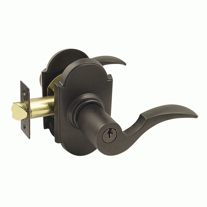 EMTEK Solid Brass Cortina Key In Door Lever with #8 Rosette