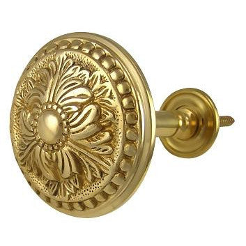 Copper Mountain Hardware Solid Brass Curtain Tie Back - Large Baroque Button Style (Polished Brass Finish)