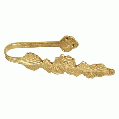 Copper Mountain Hardware Solid Brass Curtain Tie Back - Oriental Leaves Style (Polished Brass Finish)