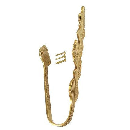 Copper Mountain Hardware Solid Brass Curtain Tie Back - Oriental Leaves Style (Polished Brass Finish)