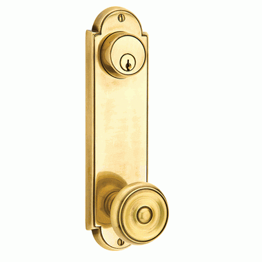 EMTEK Solid Brass Delaware Keyed Style Passage Entryway Set (Polished Brass Finish)