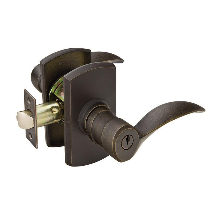 EMTEK Solid Brass Durango Key In Door Lever with #4 Rosette