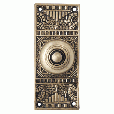 COPPER MOUNTAIN HARDWARE Solid Brass Eastlake Style Door Bell (Antique Brass Finish)