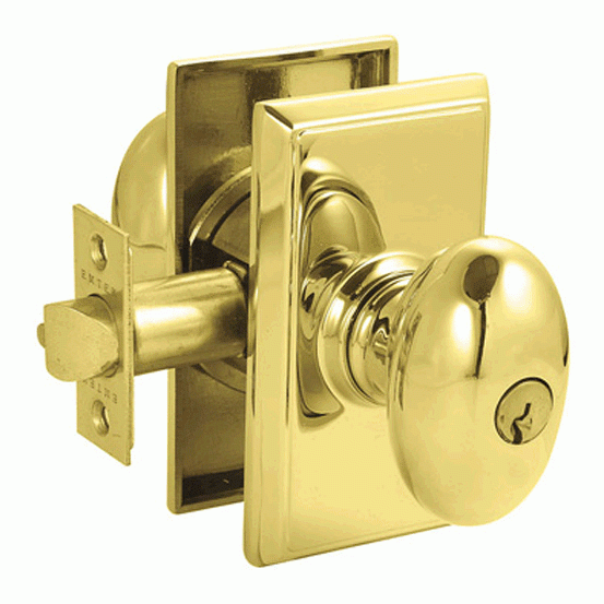 EMTEK Solid Brass Egg Key In Door Knob with Modern Rectangular Rosette