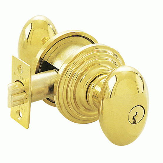 EMTEK Solid Brass Egg Key In Door Knob with Regular Rosette