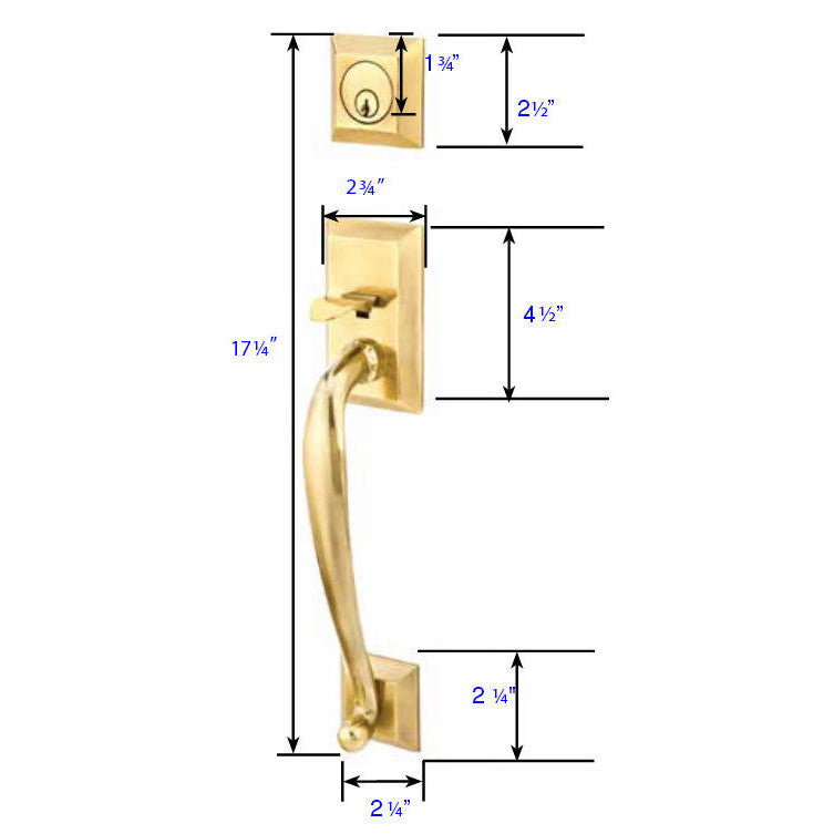 EMTEK Solid Brass Franklin Style Entryway Set (Polished Brass Finish)