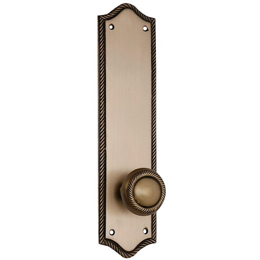 ##Antique Hardware## Georgian Roped Arched Backplate Door Set with Georgian Roped Door Knobs (Several Finishes Available)