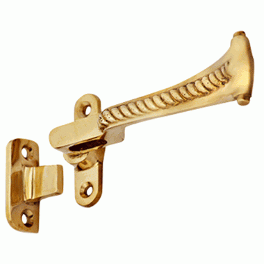 Copper Mountain Hardware Solid Brass Georgian Roped Universal Style Casement Window Latch (Lacquered Brass Finish)