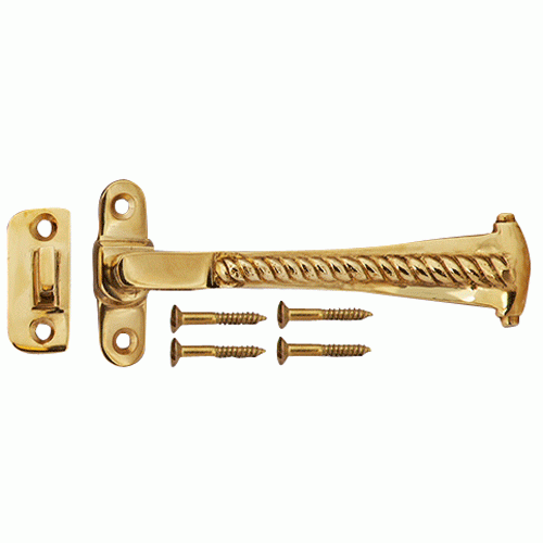 Copper Mountain Hardware Solid Brass Georgian Roped Universal Style Casement Window Latch (Lacquered Brass Finish)