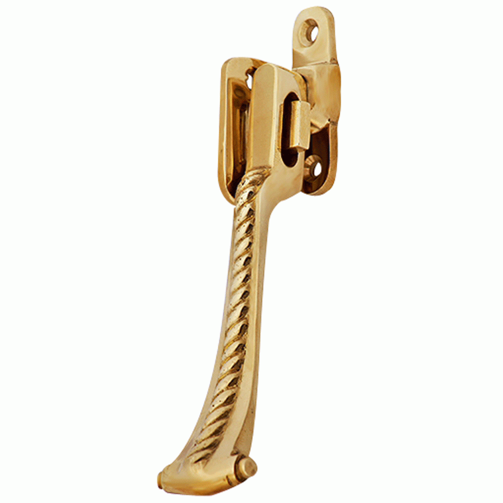 Copper Mountain Hardware Solid Brass Georgian Roped Universal Style Casement Window Latch (Lacquered Brass Finish)