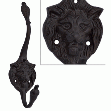 COPPER MOUNTAIN HARDWARE Traditional Solid Brass Lion Head Coat Hook (Oil Rubbed Bronze Finish)