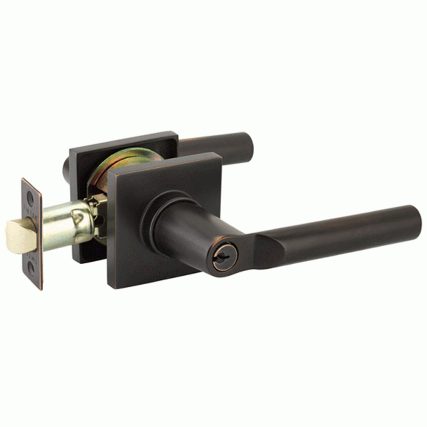 EMTEK Solid Brass Luzern Key In Door Lever with Square Rosette