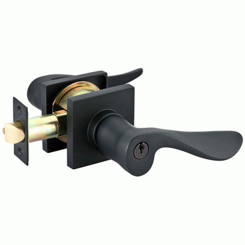 EMTEK Solid Brass Luzern Key In Door Lever with Square Rosette