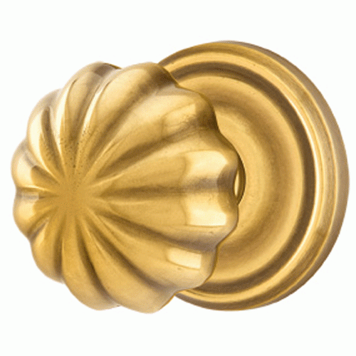 EMTEK Solid Brass Melon Door Knob Set With Regular Rosette