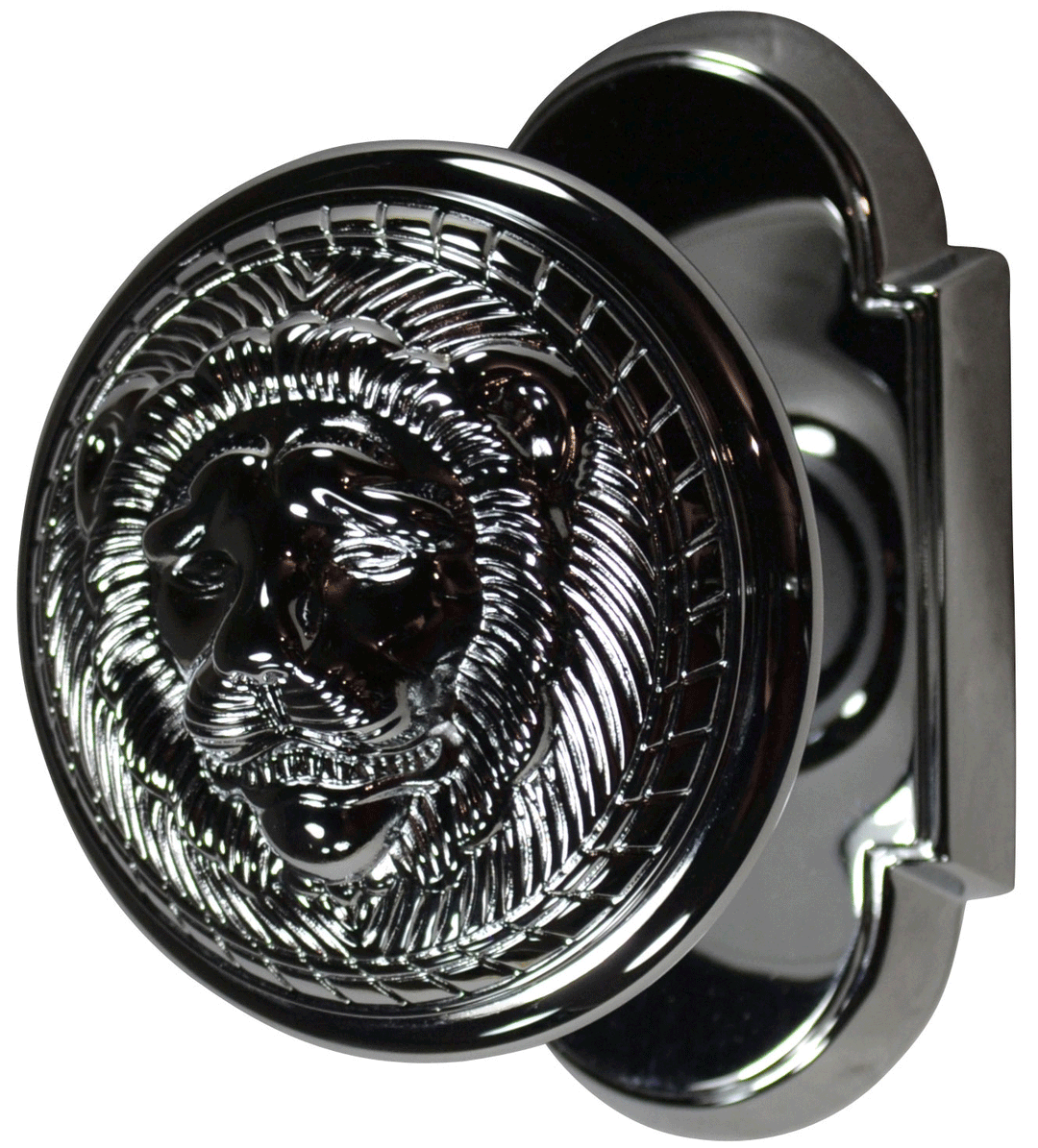Solid Brass MGM Lion Head Door Knob Set With Arched Rosette COPPER MOUNTAIN HARDWARE