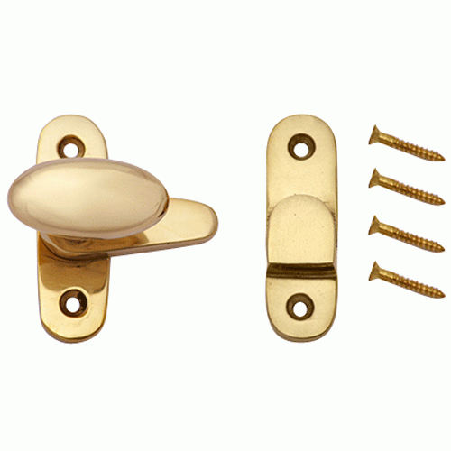 COPPER MOUNTAIN HARDWARE Traditional Solid Brass Oval Knob Latch Set (Lacquered Brass Finish)