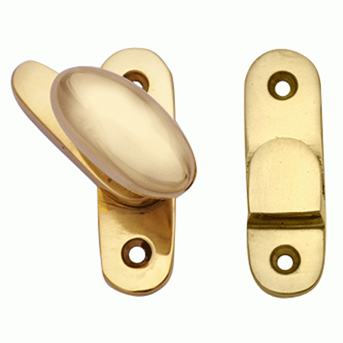 COPPER MOUNTAIN HARDWARE Traditional Solid Brass Oval Knob Latch Set (Lacquered Brass Finish)