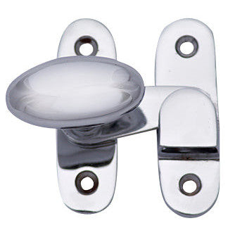 COPPER MOUNTAIN HARDWARE Traditional Solid Brass Oval Knob Latch Set (Polished Chrome Finish)