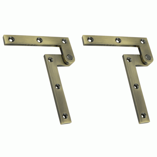 4 3/8 x 5/8 x 1 7/8 Inch Solid Brass Pivot Hinge Antique Brass Finish DELTANA