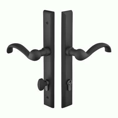 EMTEK Solid Brass Rectangular Euro Keyed Style Multi Point Lock Trim (Matte Black Finish)