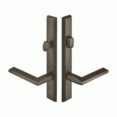 EMTEK Solid Brass Rectangular Keyed Style Multi Point Lock Trim (Medium Bronze Finish)