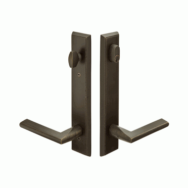 EMTEK Solid Brass Rectangular Keyed Style Multi Point Lock Trim (Medium Bronze Finish)