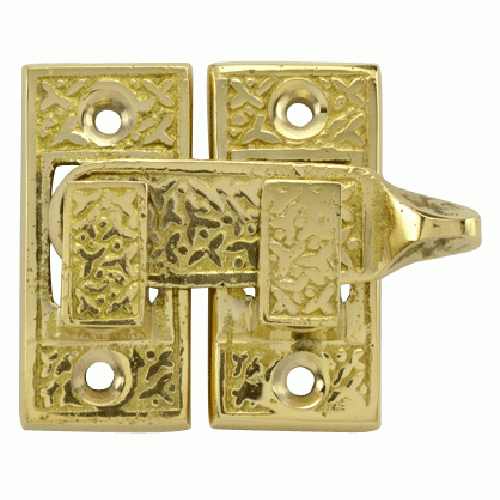 COPPER MOUNTAIN HARDWARE Solid Brass Rice Pattern Cabinet Latch (Lacquered Brass Finish)