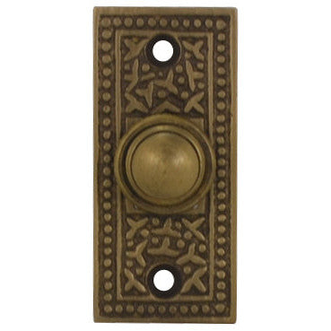 COPPER MOUNTAIN HARDWARE Solid Brass Rice Pattern Door Bell (Antique Brass Finish)