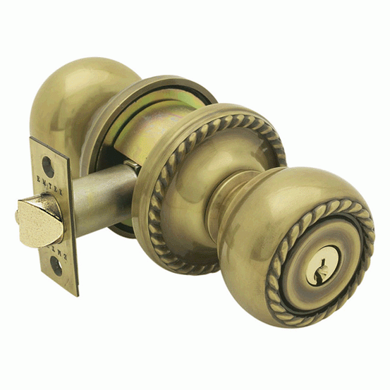 EMTEK Solid Brass Rope Key In Door Knob with Rope Rosette