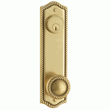 EMTEK Solid Brass Rope Single Keyed Style Passage Entryway Set (Antique Brass Finish)