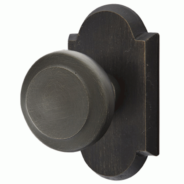 EMTEK Solid Brass Sandcast Butte Door Knob Set With Arched Rosette