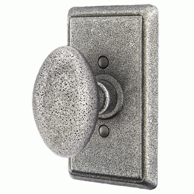 EMTEK Solid Brass Savannah Door Knob Set With Rectangular Rosette