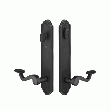 EMTEK Solid Brass Tuscany Keyed Style Multi Point Lock Trim (Flat Black Finish)