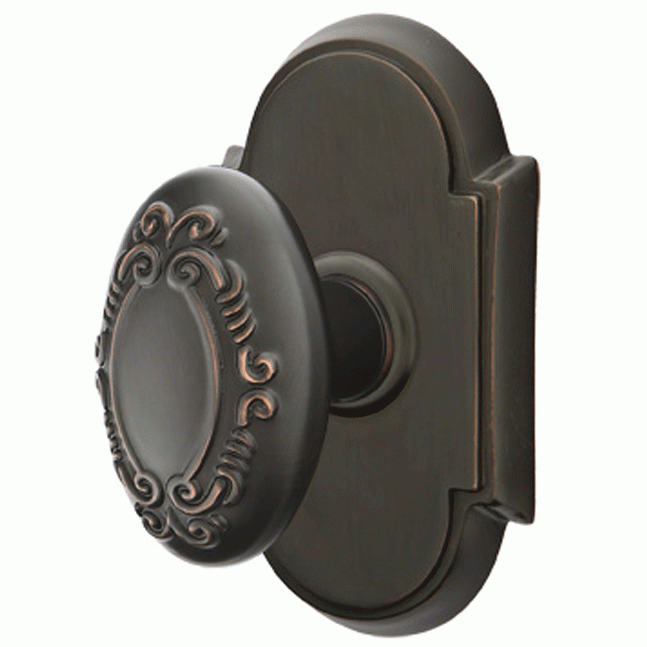 EMTEK Solid Brass Victoria Door Knob Set With # 8 Rosette