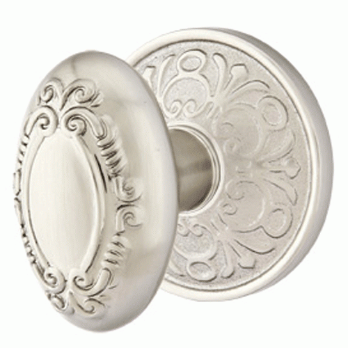 EMTEK Solid Brass Victorian Door Knob Set With Lancaster Rosette