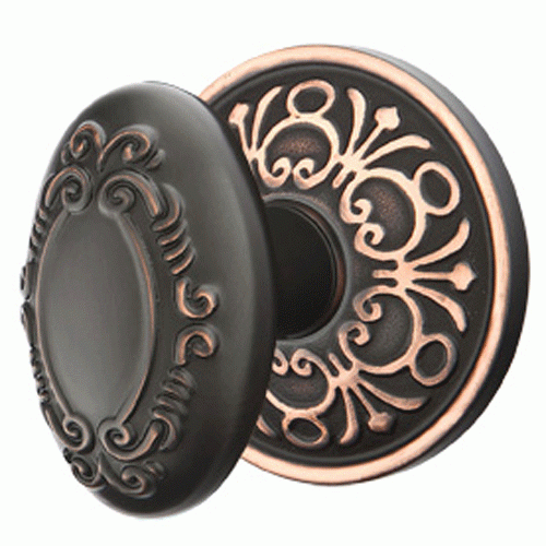 EMTEK Solid Brass Victorian Door Knob Set With Lancaster Rosette