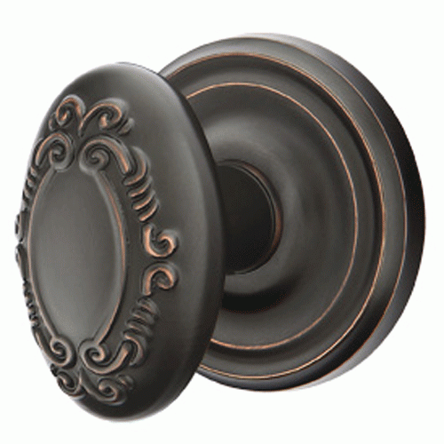 EMTEK Solid Brass Victoria Door Knob Set With Regular Rosette