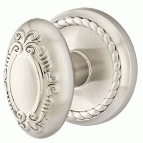 EMTEK Solid Brass Victoria Door Knob Set With Rope Rosette