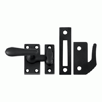 DELTANA 2 1/16 Inch Solid Brass Window Lock Casement Fastener (Matte Black)