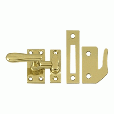 DELTANA 2 1/16 Inch Solid Brass Window Lock Casement Fastener (Polished Brass Finish)