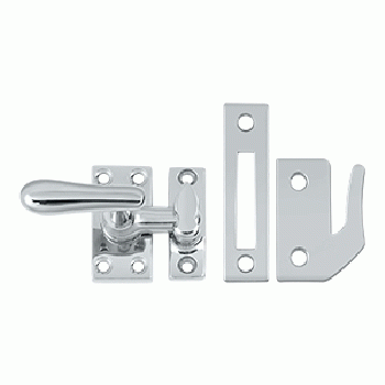 DELTANA 2 1/16 Inch Solid Brass Window Lock Casement Fastener (Polished Chrome Finish)