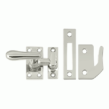 DELTANA 2 1/16 Inch Solid Brass Window Lock Casement Fastener (Polished Nickel Finish)