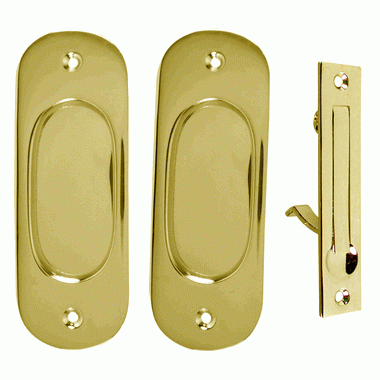 COPPER MOUNTAIN HARDWARE Traditional Oval Pattern Single Pocket Passage Style Door Set (Polished Brass Finish)