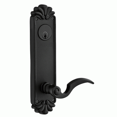 EMTEK Tuscany #16 Keyed Style Passage Entryway Set (Flat Black Bronze Finish)