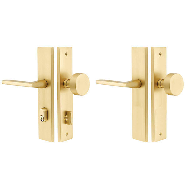 EMTEK Solid Brass Modern Rectangular Style Stretto Passage Entryway Set (Polished Brass Finish)