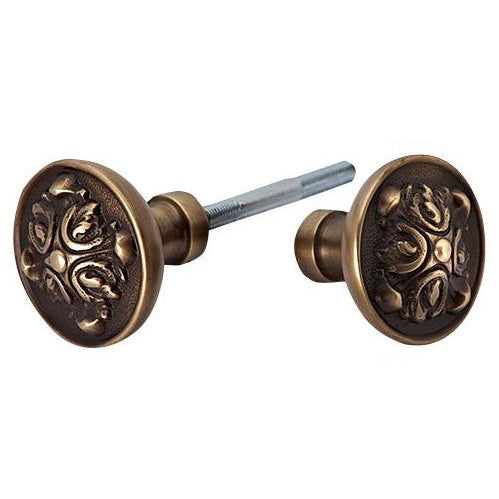 COPPER MOUNTAIN HARDWARE Solid Brass Romanesque Spare Door Knob Set (Antique Brass)